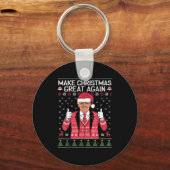 Make Christmas Great Again Trump Pajamas Ugly Sleutelhanger (Voorkant)