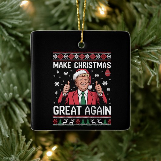 Make Christmas Great Again Trump Pajamas Ugly Xmas Keramisch Ornament (Boom)