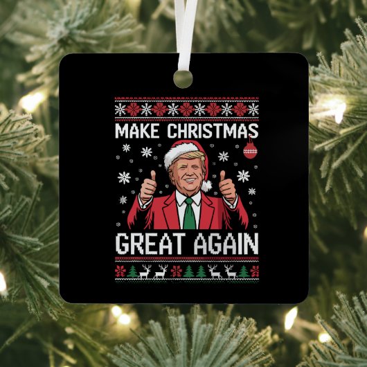 Make Christmas Great Again Trump Pajamas Ugly Xmas Metalen Ornament (Insitu)