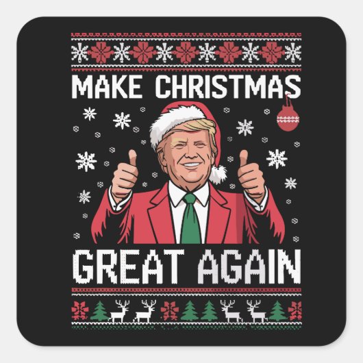 Make Christmas Great Again Trump Pajamas Ugly Xmas Vierkante Sticker (Voorkant)