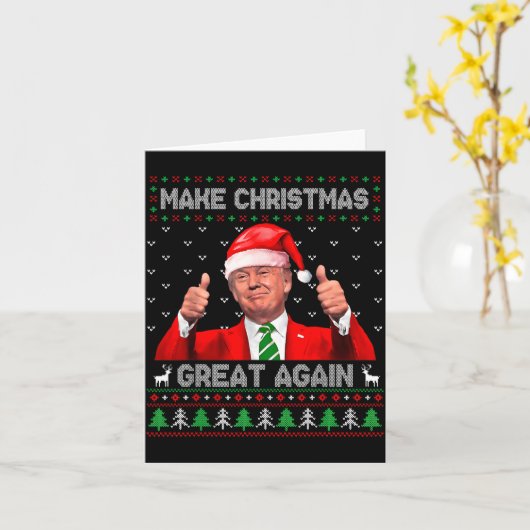 Make Christmas Great Again Xmas Funny Pajamas Ugly Kaart (Gele Bloem)