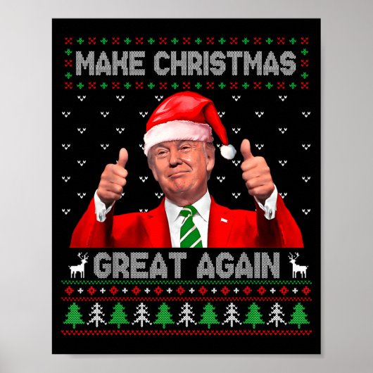 Make Christmas Great Again Xmas Funny Pajamas Ugly Poster (Voorkant)