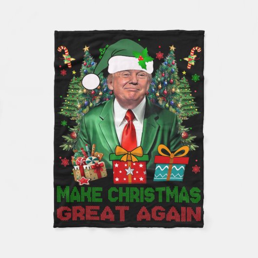 Make Christmas Great Again Xmas Funny Trump Pajama Fleece Deken (Voorkant)