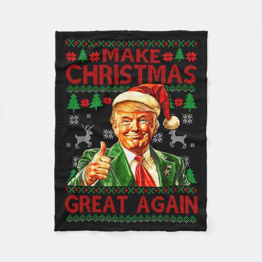 Make Christmas Great Again Xmas Funny Trump Pajama Fleece Deken (Voorkant)