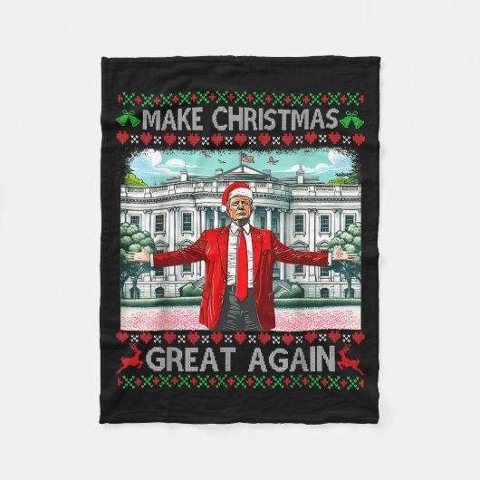 Make Christmas Great Again Xmas Funny Trump Pajama Fleece Deken (Voorkant)
