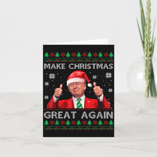 Make Christmas Great Again Xmas Funny Trump Pajama Kaart (Voorkant)