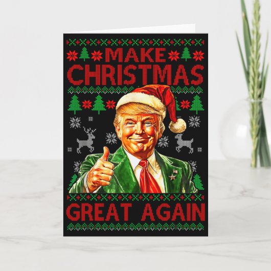 Make Christmas Great Again Xmas Funny Trump Pajama Kaart (Voorkant)
