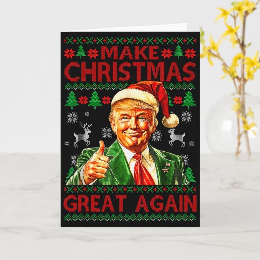 Make Christmas Great Again Xmas Funny Trump Pajama Kaart (Gele Bloem)