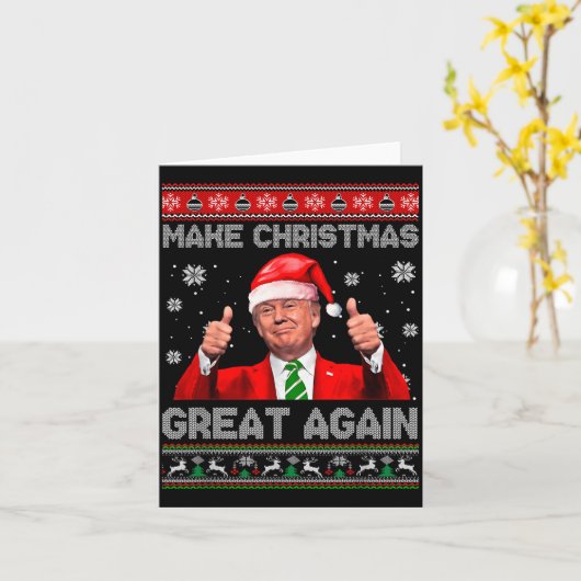 Make Christmas Great Again Xmas Funny Trump Pajama Kaart (Gele Bloem)