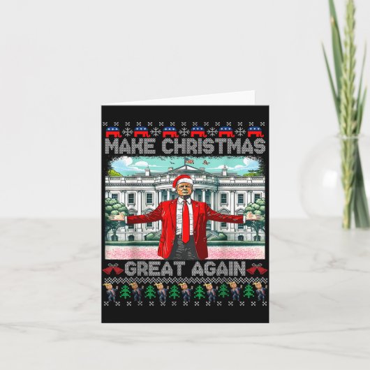 Make Christmas Great Again Xmas Funny Trump Pajama Kaart (Voorkant)
