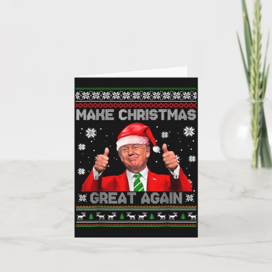 Make Christmas Great Again Xmas Funny Trump Pajama Kaart (Voorkant)