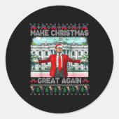 Make Christmas Great Again Xmas Funny Trump Pajama Ronde Sticker (Voorkant)