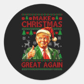 Make Christmas Great Again Xmas Funny Trump Pajama Ronde Sticker (Voorkant)
