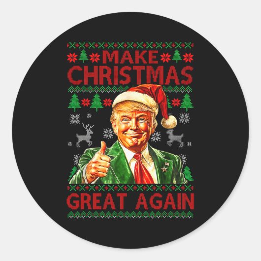 Make Christmas Great Again Xmas Funny Trump Pajama Ronde Sticker (Voorkant)