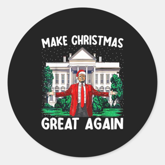 Make Christmas Great Again Xmas Funny Trump Pajama Ronde Sticker (Voorkant)