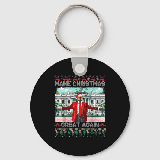 Make Christmas Great Again Xmas Funny Trump Pajama Sleutelhanger (Voorkant)