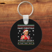 Make Christmas Great Again Xmas Funny Trump Pajama Sleutelhanger (Voorkant)
