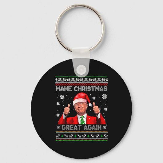 Make Christmas Great Again Xmas Funny Trump Pajama Sleutelhanger (Voorkant)