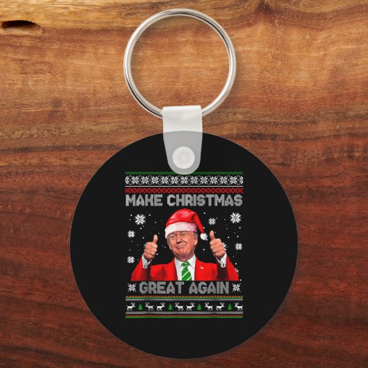 Make Christmas Great Again Xmas Funny Trump Pajama Sleutelhanger (Voorkant)