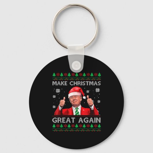 Make Christmas Great Again Xmas Funny Trump Pajama Sleutelhanger (Voorkant)