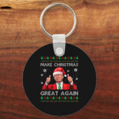 Make Christmas Great Again Xmas Funny Trump Pajama Sleutelhanger (Voorkant)