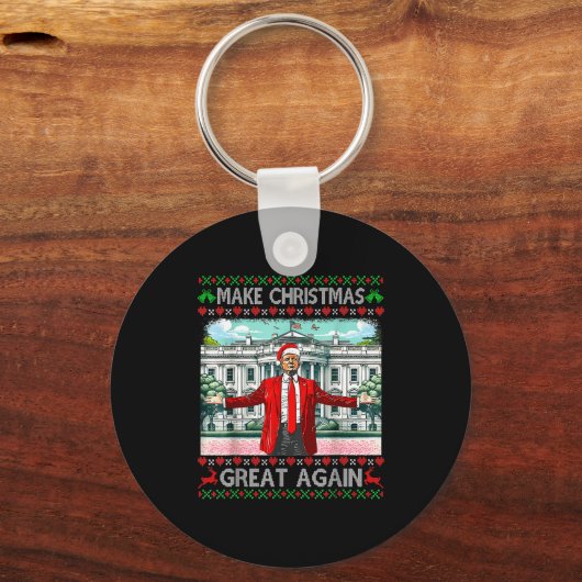 Make Christmas Great Again Xmas Funny Trump Pajama Sleutelhanger (Voorkant)