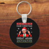 Make Christmas Great Again Xmas Funny Trump Pajama Sleutelhanger (Voorkant)