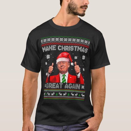 Make Christmas Great Again Xmas Funny Trump Pajama T-shirt (Voorkant)