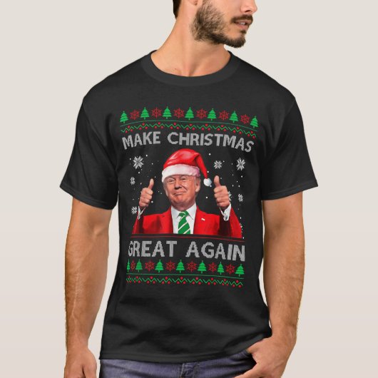 Make Christmas Great Again Xmas Funny Trump Pajama T-shirt (Voorkant)