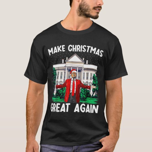 Make Christmas Great Again Xmas Funny Trump Pajama T-shirt (Voorkant)