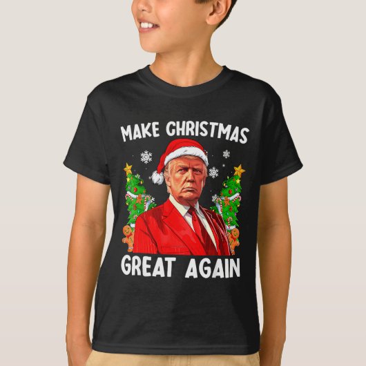 Make Christmas Great Again Xmas Funny Trump Pajama T-shirt (Voorkant)