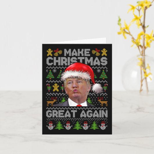 Make Christmas Great Again Xmas Grappig Trump Pyja Kaart (Gele Bloem)