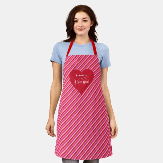Make Every Meal Romantic Personalized Heart Apron Schort (Gedragen)