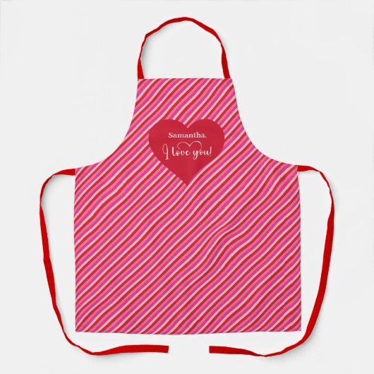 Make Every Meal Romantic Personalized Heart Apron Schort (Voorkant)