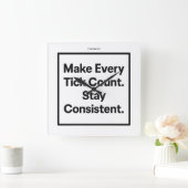 Make Every Tick Count Wall Clock [Text/Name] Vierkante Klok (Huis)