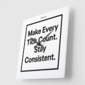 Make Every Tick Count Wall Clock [Text/Name] Vierkante Klok (Hoek)