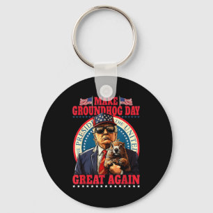 Make Groundhog Day Great Again Grappige Trump Vast Sleutelhanger
