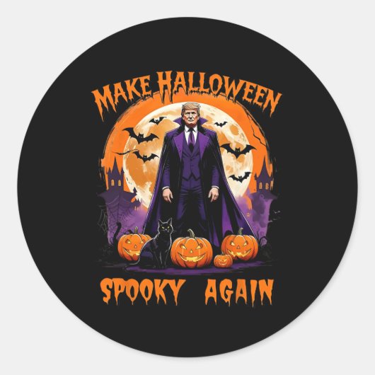 Make Halloween Spooky Again Funny Trump Halloween Ronde Sticker (Voorkant)