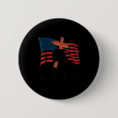 Make Heaven Crowded Christian Patriotic Cross Amer Ronde Button 5,7 Cm (Voorkant)