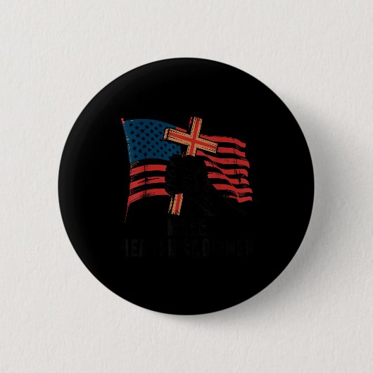Make Heaven Crowded Christian Patriotic Cross Amer Ronde Button 5,7 Cm (Voorkant)
