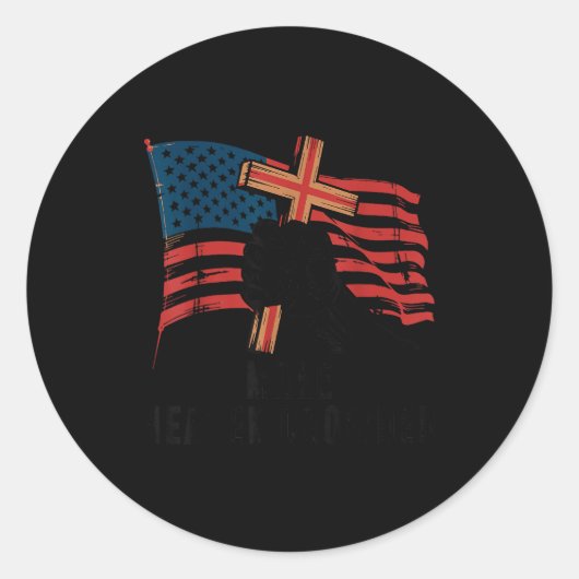 Make Heaven Crowded Christian Patriotic Cross Amer Ronde Sticker (Voorkant)