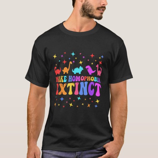 Make Homophobia Extinct LGBTQ Pride Month Equal Ri T-shirt (Voorkant)