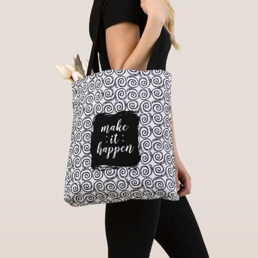 Make It Happen Black and White Swirl Tote Bag (Dichtbij)
