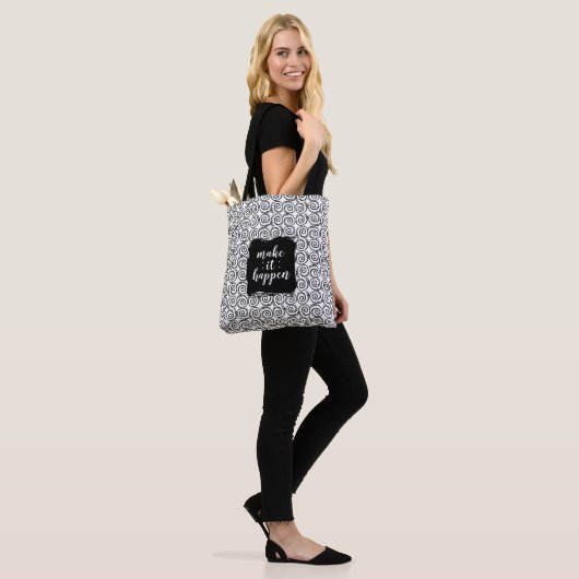 Make It Happen Black and White Swirl Tote Bag (Op model)
