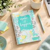 Make It Happen Inspirational Floral Notebook Notitieboek