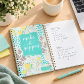 Make It Happen Inspirational Floral Notebook Notitieboek