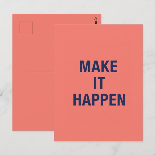 Make it happen motivational quote briefkaart (Voorkant / Achterkant)