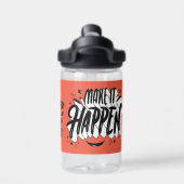 Make it Happen School Custom Name Smile Waterfles (Achterkant)
