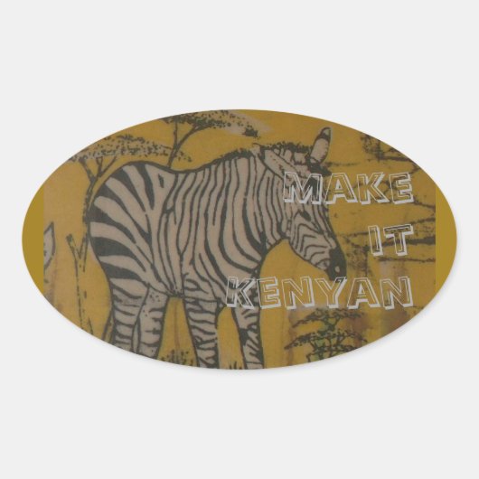 Make It Kenyan Wild Life African Safari Zebra Ovale Sticker (Voorkant)