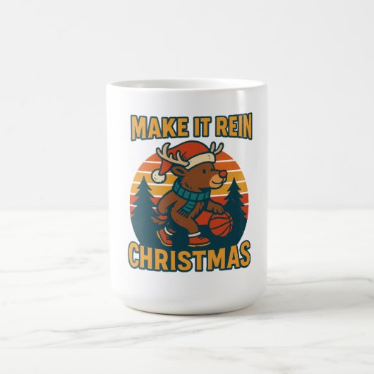 Make it Rein - Retro 80s Reindeer Christmas Design Koffiemok (Center)